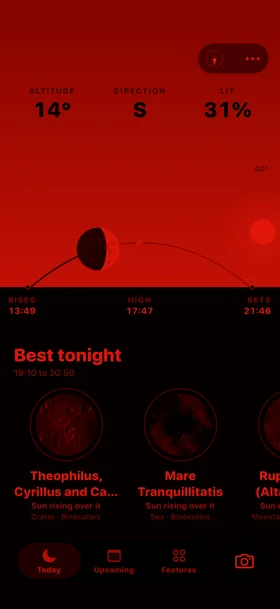 Screenshot: red light mode