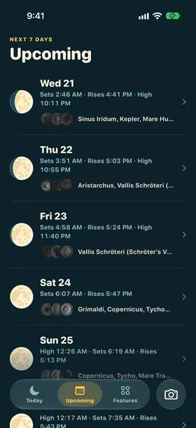 Screenshot: Upcoming